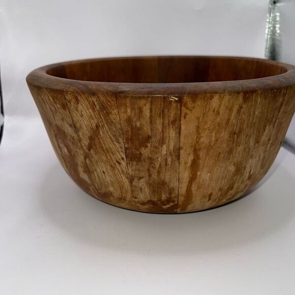 DANSK International MCM Wood DENMARK Staved Teak Chunky Round Large Bowl Salads - Picture 4 of 7